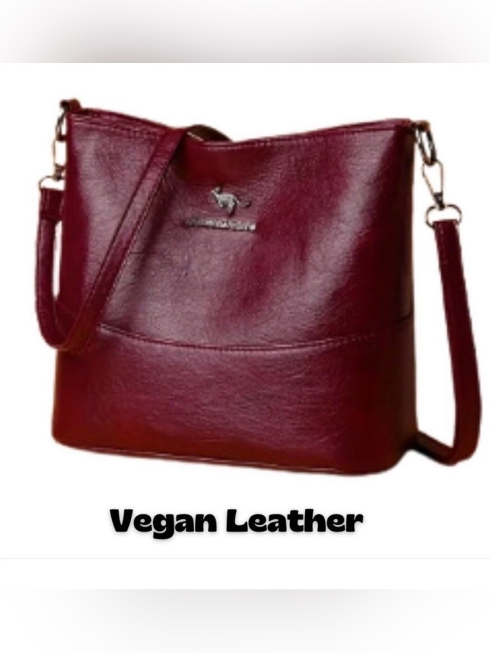 Burgundy Vegan Leather Crossbody Purse – Multi-Compartment Shoulder Bag NWOT